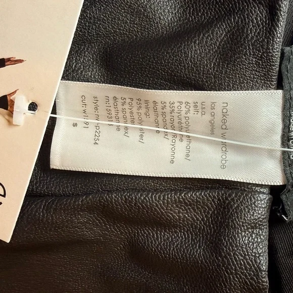 Naked Wardrobe Black High-Waisted drip on drip faux leather leggings pants - Picture 5 of 6